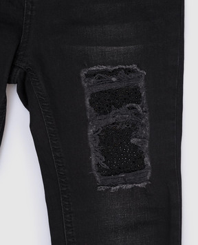 Philipp Plein Children's black slim jeans with slits GDT00421216