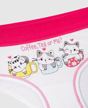 RiminiVeste Jadea Baby's White Coffe, Tea or Me Cat Print Briefs? 491
