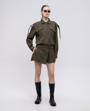 Off-White Khaki pleated shirt dress OWDG00AS25FAB002