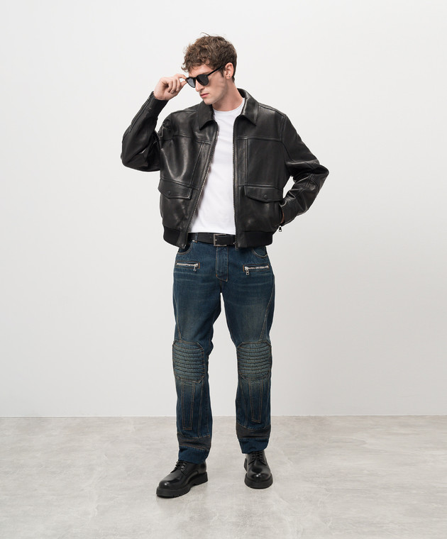 Balmain - Black leather jacket DH0TE132LC62 - shop with European