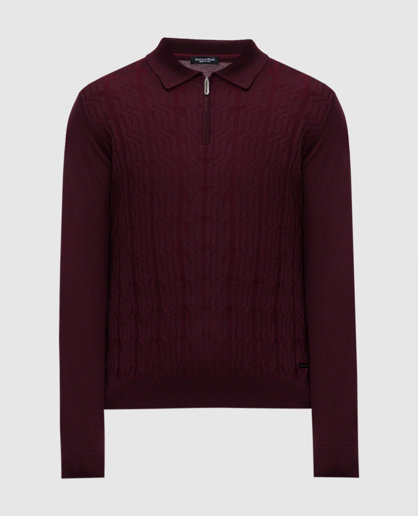 Burgundy cashmere and silk polo with logo Stefano Ricci