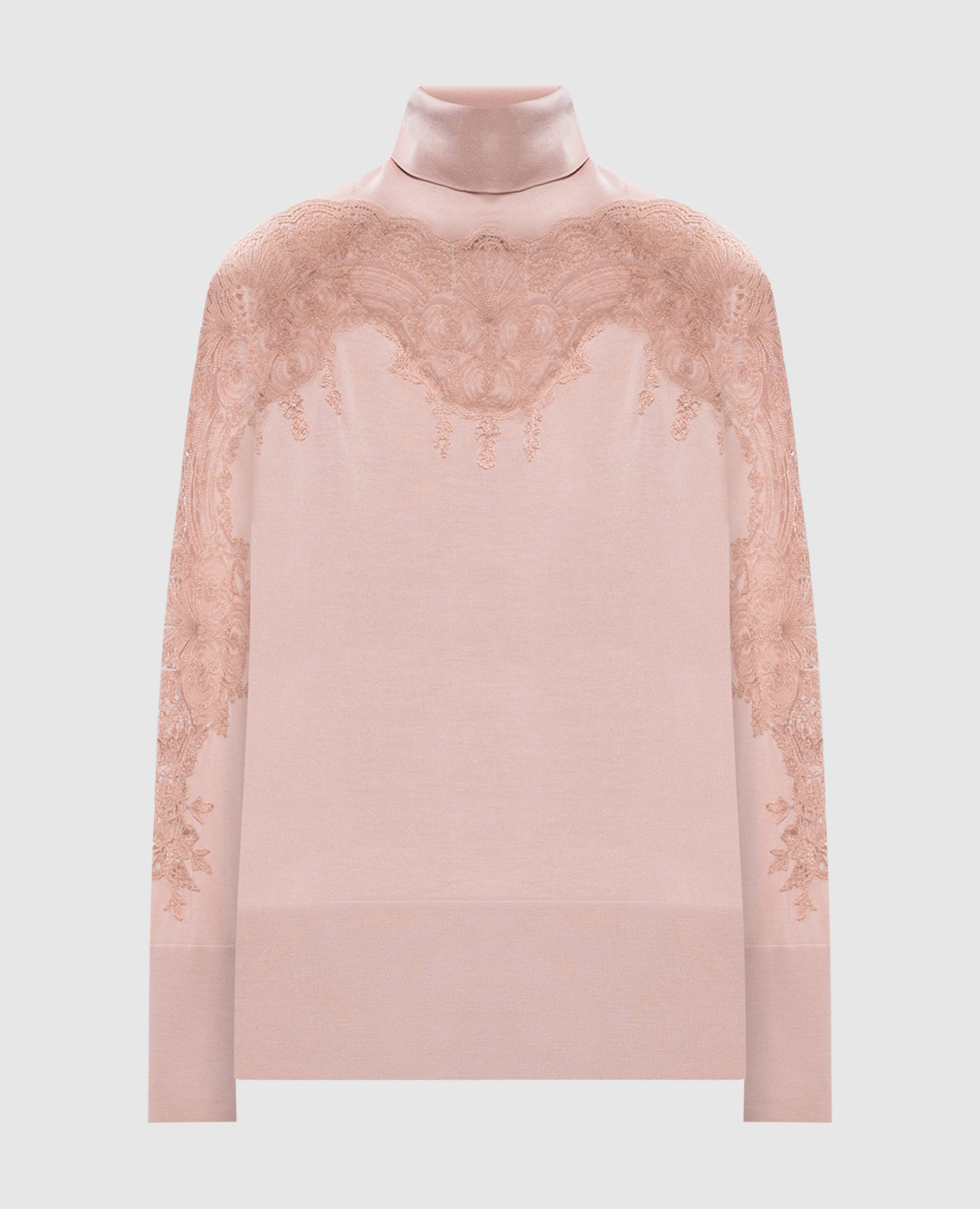 

Pink merino wool turtleneck with lace Ermanno Scervino