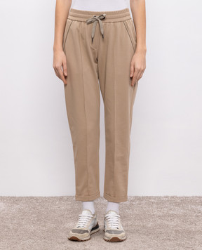 Brunello Cucinelli Beige sweatpants with monil chain MH827FB799