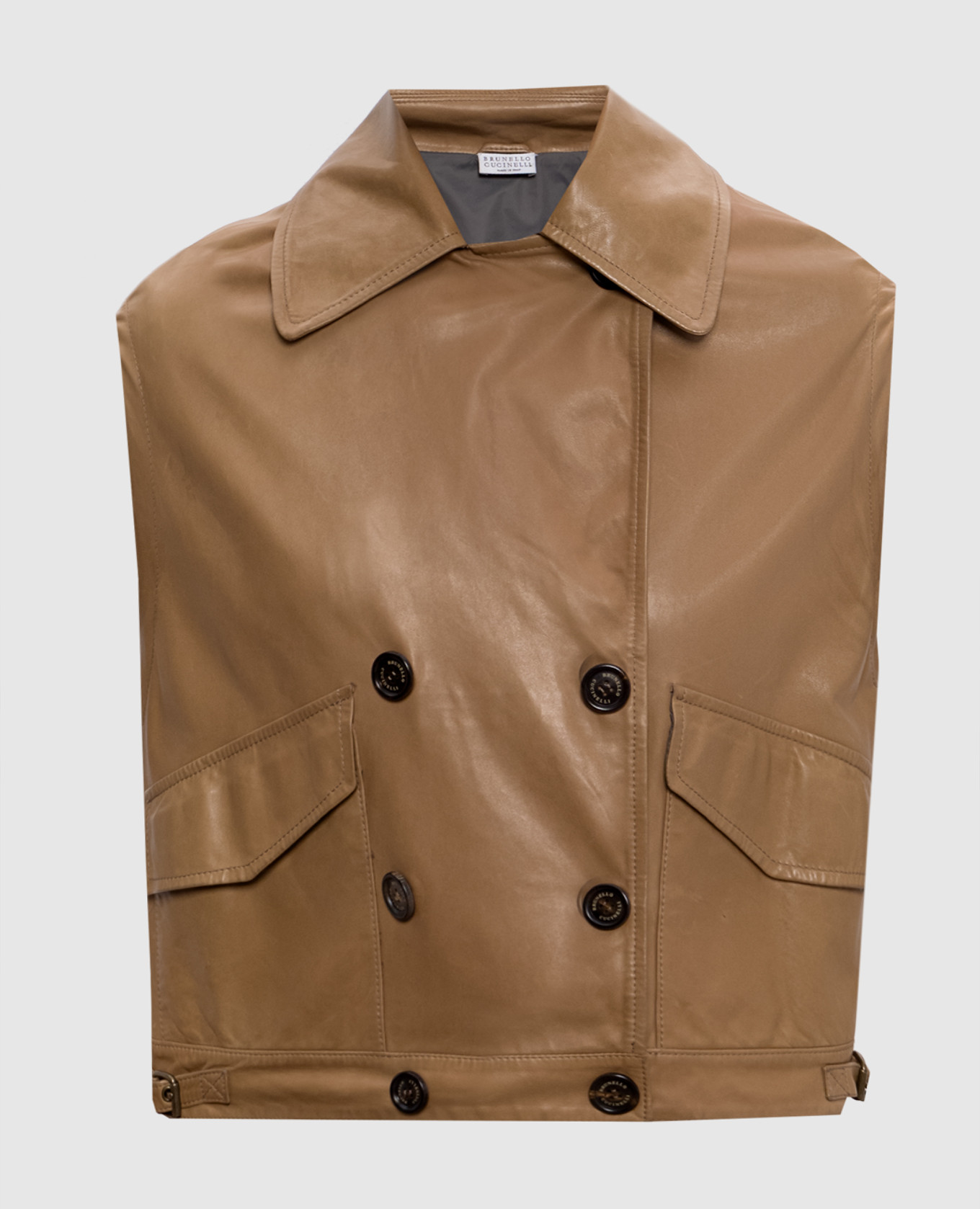 

Brown leather double-breasted vest Brunello Cucinelli