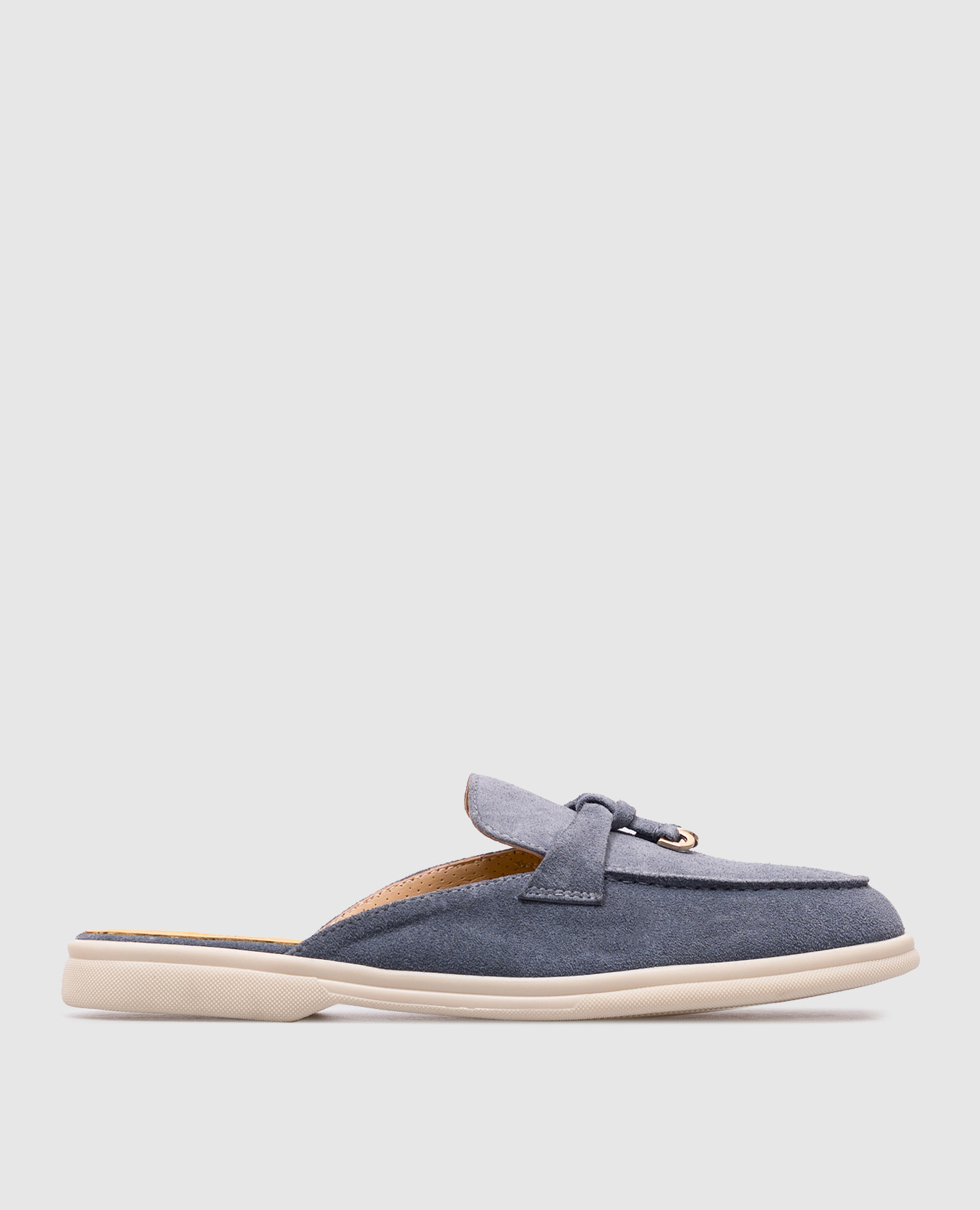 Blue suede mules