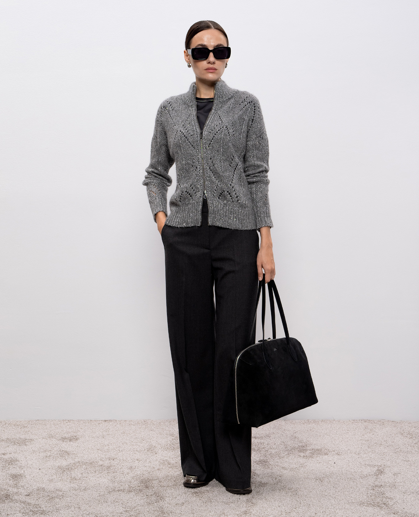 

Black silk top with monil chain Peserico