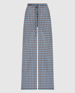 Ermanno Scervino Blue silk pants with geometric print D462P302QBK
