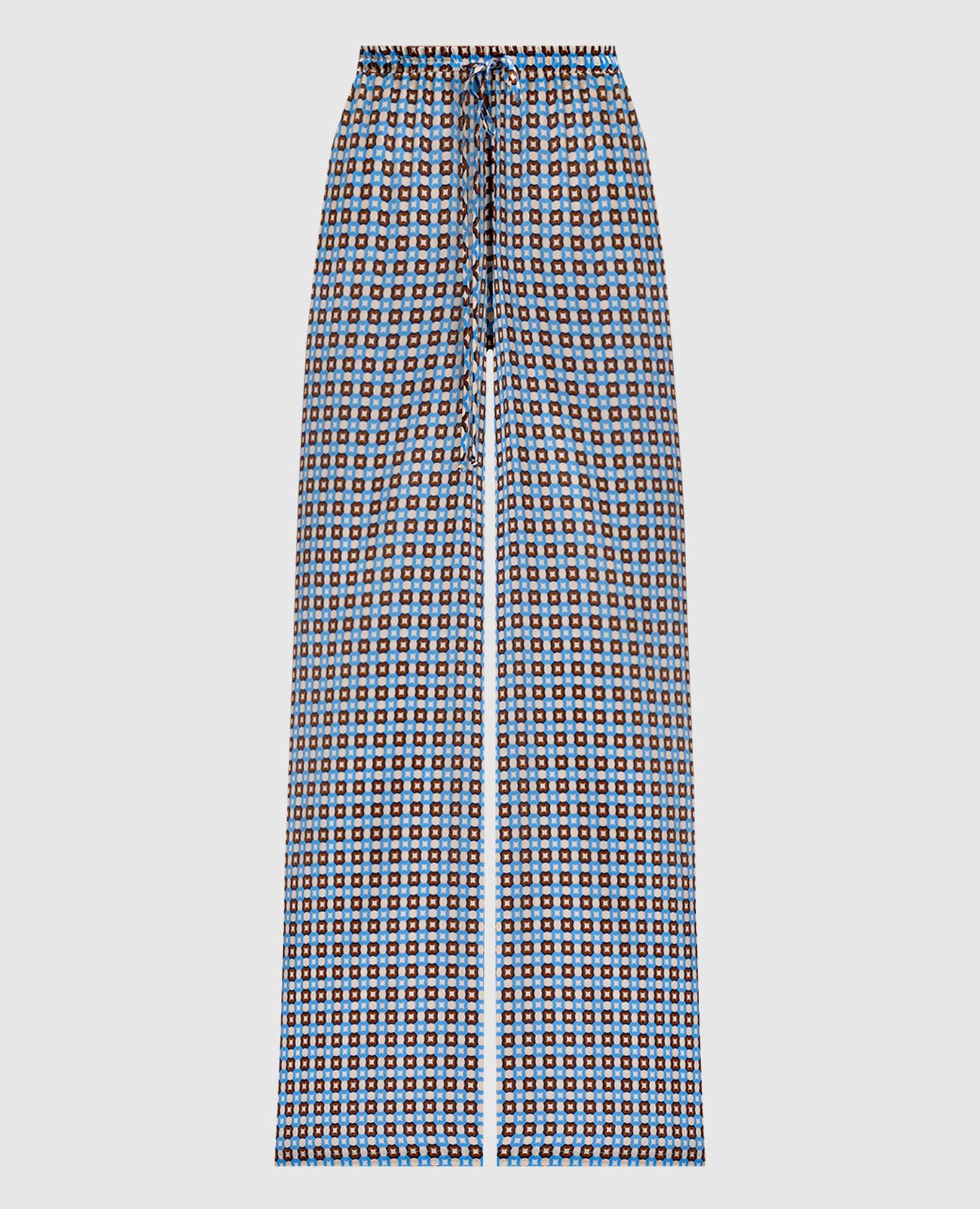 Blue silk pants with geometric print Ermanno Scervino