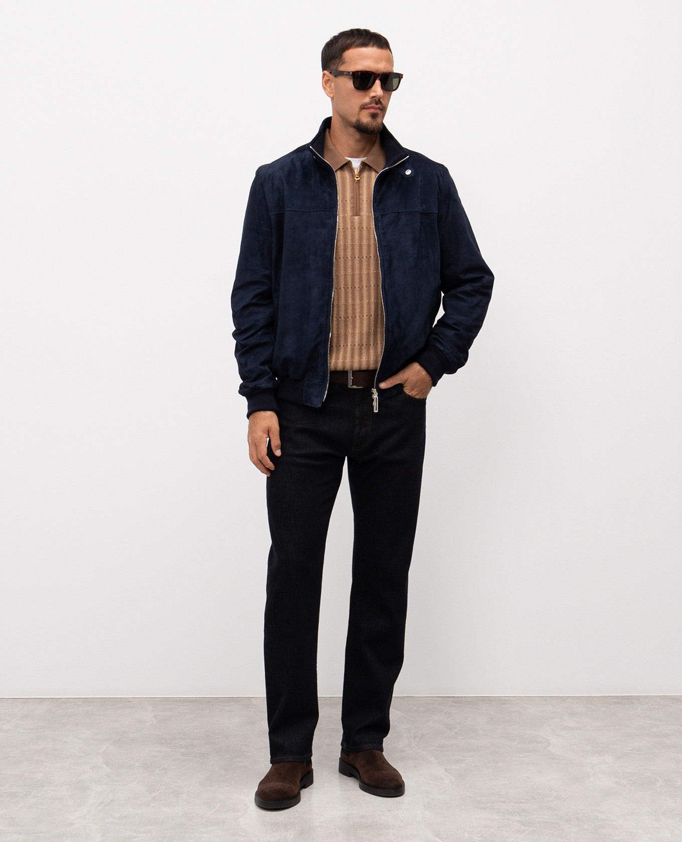 

Brown wool, cashmere and silk polo shirt Stefano Ricci