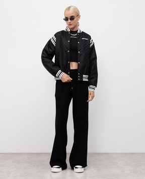 Palm Angels Black bomber jacket with logo PMEH037F25FAB001w