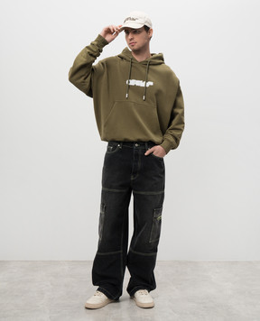 Off-White Black cargo jeans with logo embroidery OMYA18QS25DEN002