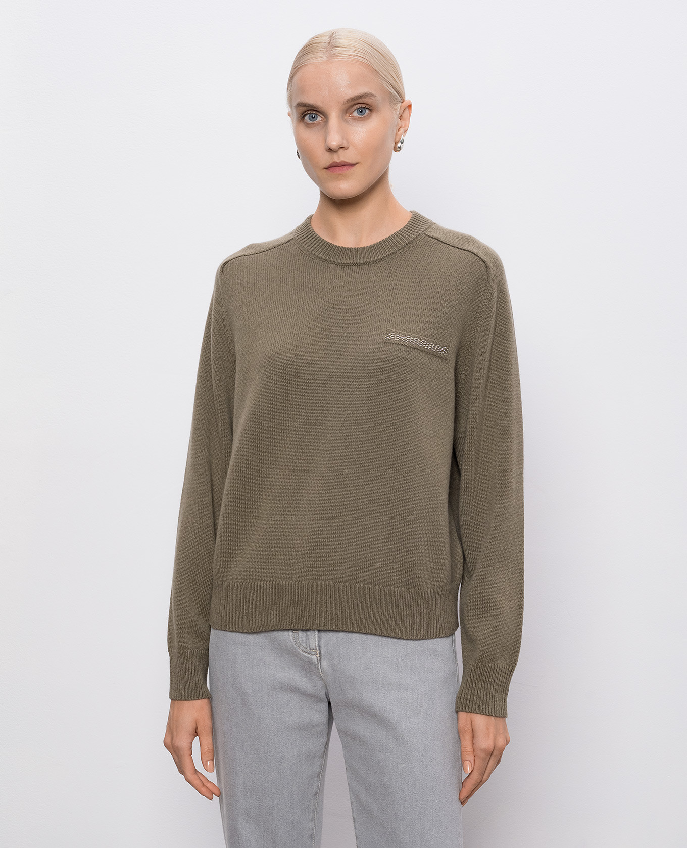 

Khaki wool, silk and cashmere sweater Peserico