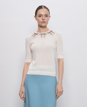 Valentino White top with crystals 7B3KC66C9EG