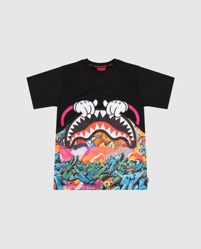 Sprayground Children's black T-shirt with print SPY1238BLK