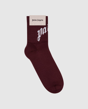 Palm Angels Burgundy insulated socks with logo PMRA008F25FAB001