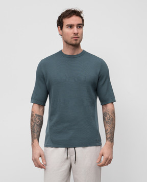 Sease Blue Waffle sweater in woven pattern wool KR067XG065