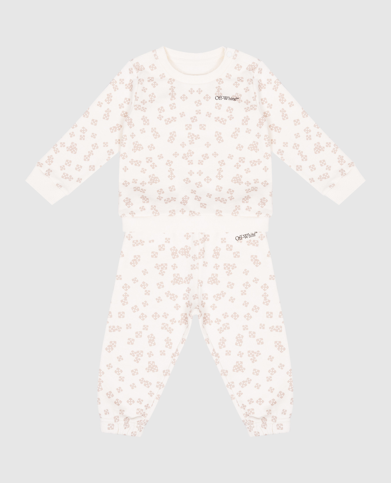 

Children's beige Arrow logo print sweatshirt and pants suit Off-White, Бежевый