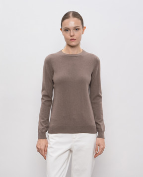 Brunello Cucinelli Brown cashmere jumper with monil chain M12144400