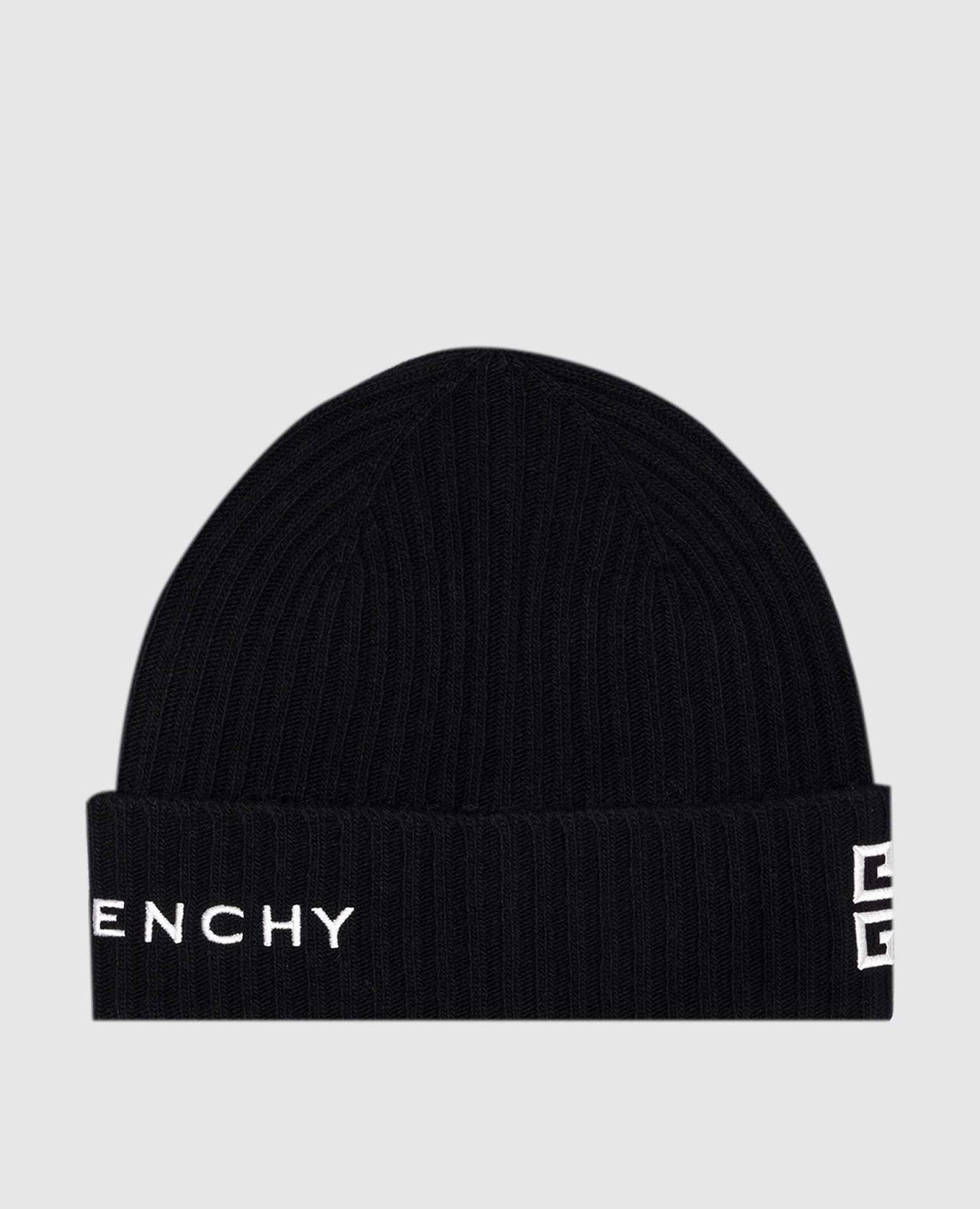 Black wool and cashmere beanie with logo embroidery Givenchy