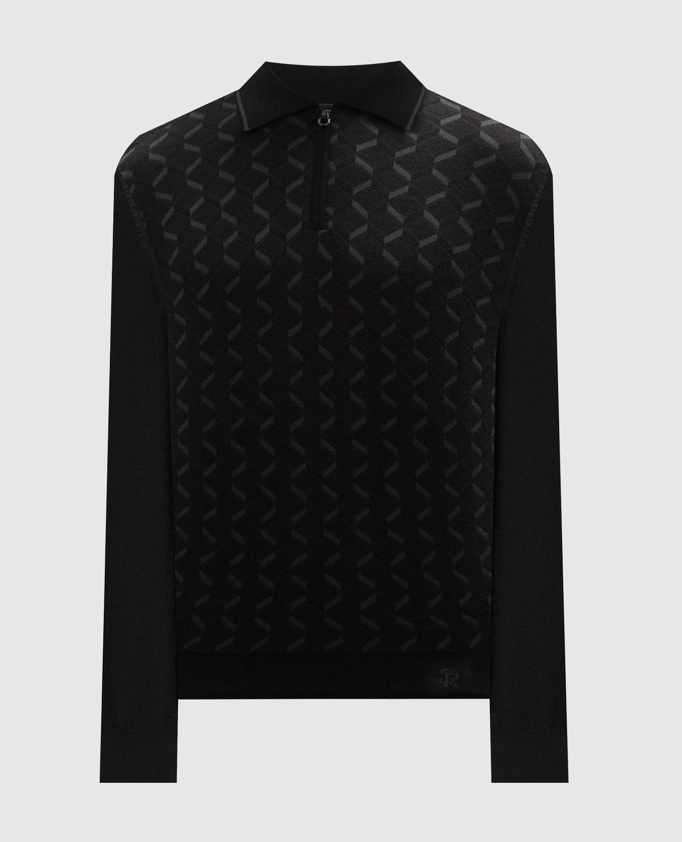 

Black patterned wool, silk and cashmere polo shirt Stefano Ricci