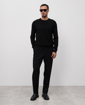 Dolce&Gabbana Black silk jumper with monogram logo pattern GXX02TJBSM4