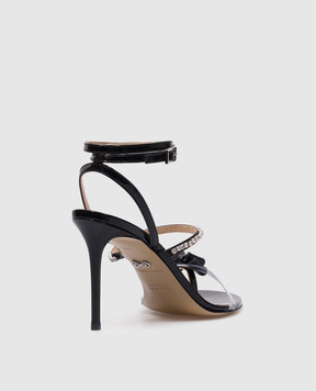 Mach&Mach Petite Cadeau patent leather sandals in black with crystals S069895PAT