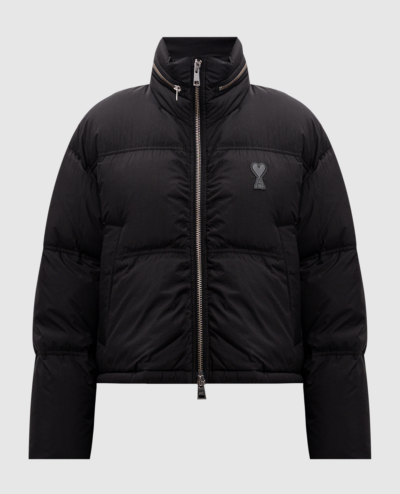 

Black puffer jacket with logo patch Ami Paris