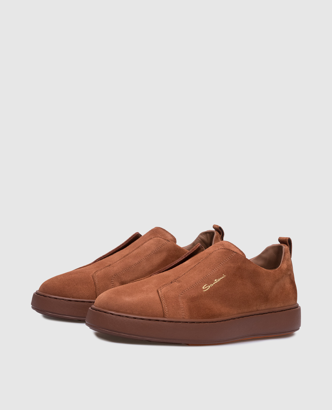 

Brown suede slip-ons Santoni