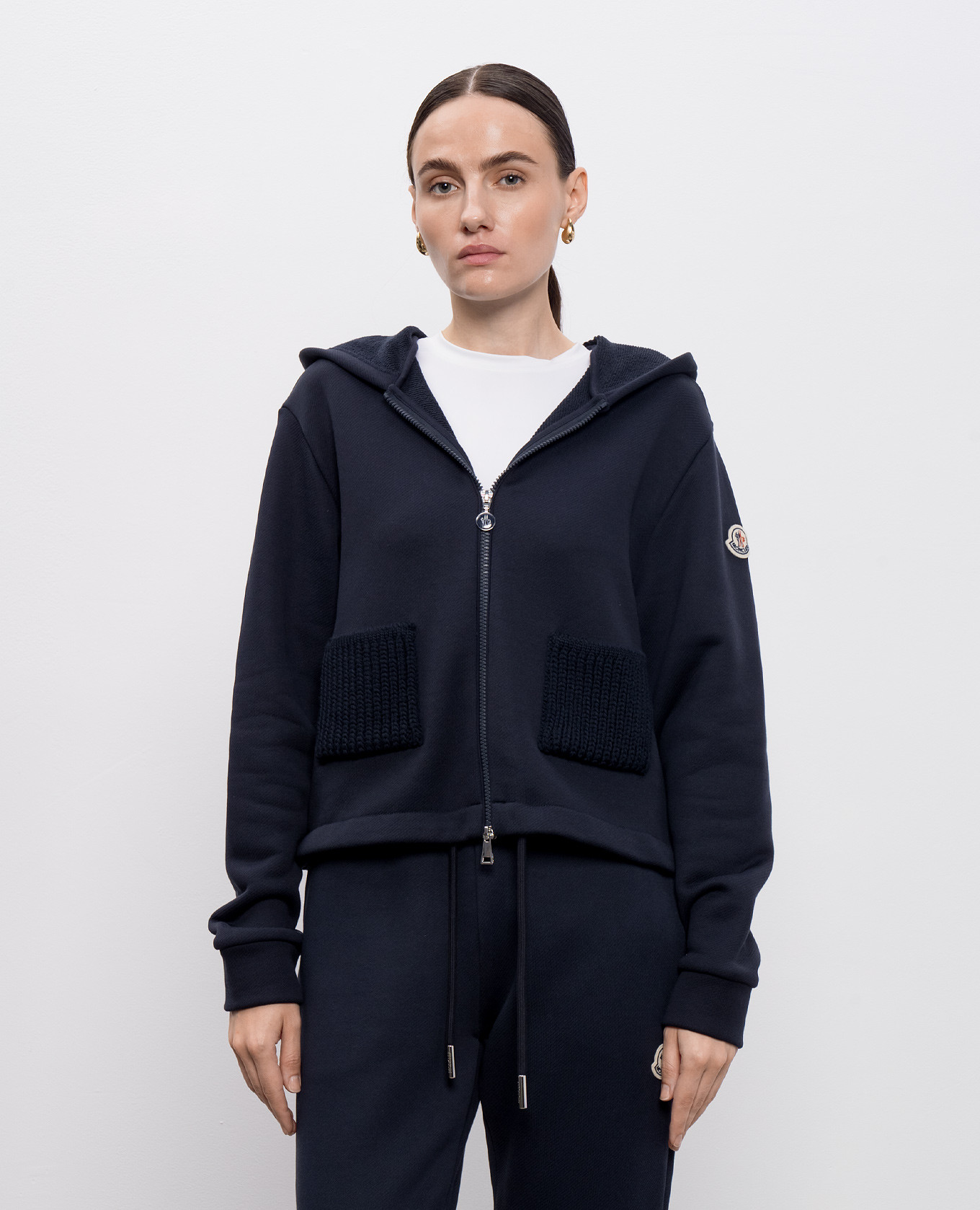 

Blue sports jacket with logo patch Moncler