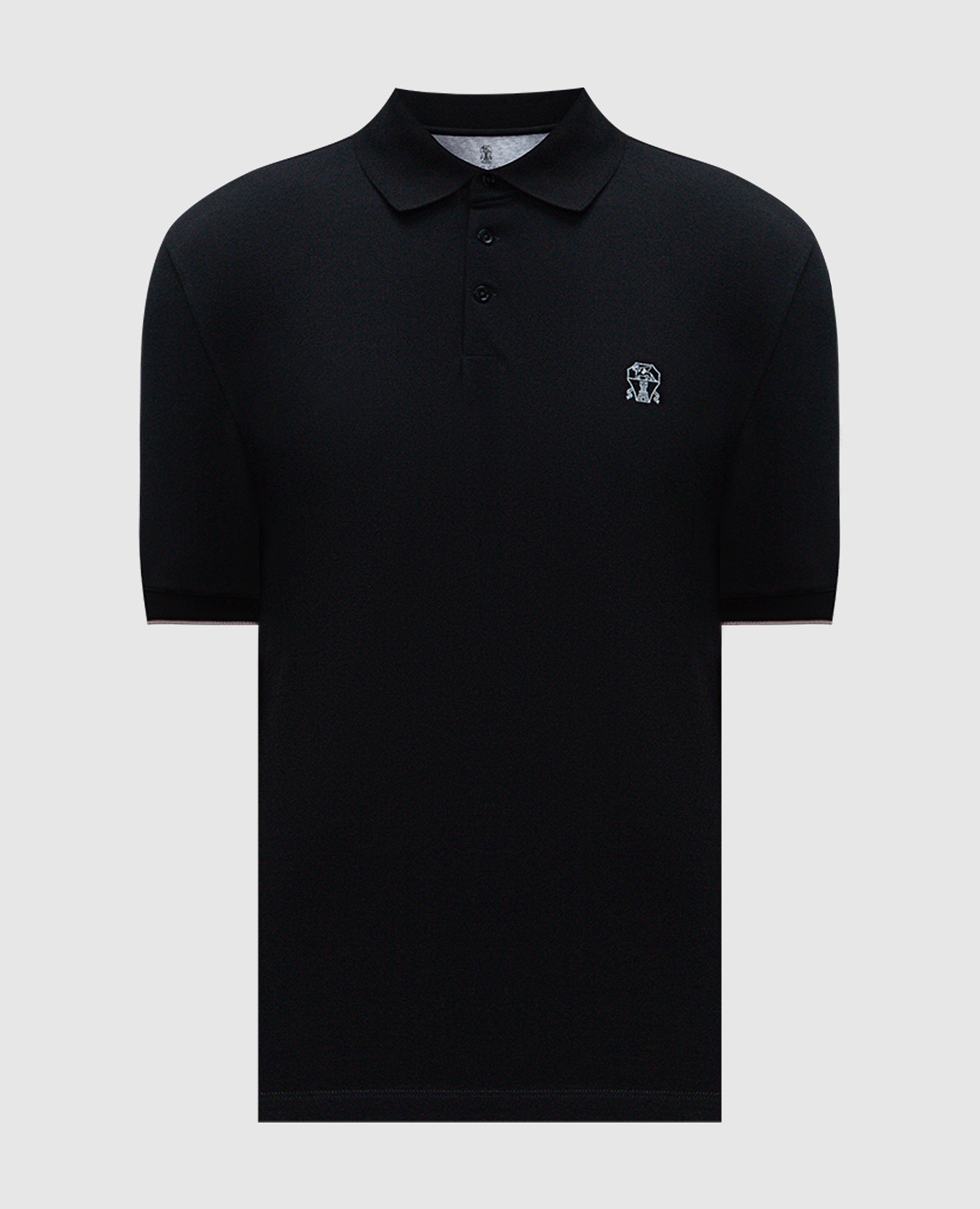 

Black polo shirt with logo print Brunello Cucinelli