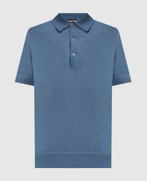 Tom Ford Blue cashmere and silk polo shirt KPS027YMK005S23
