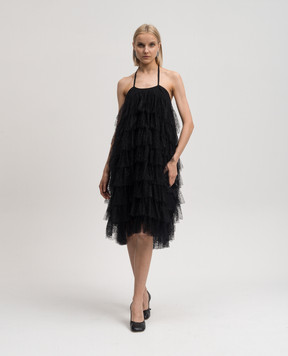 UMA WANG Alys black dress with lace UW5065