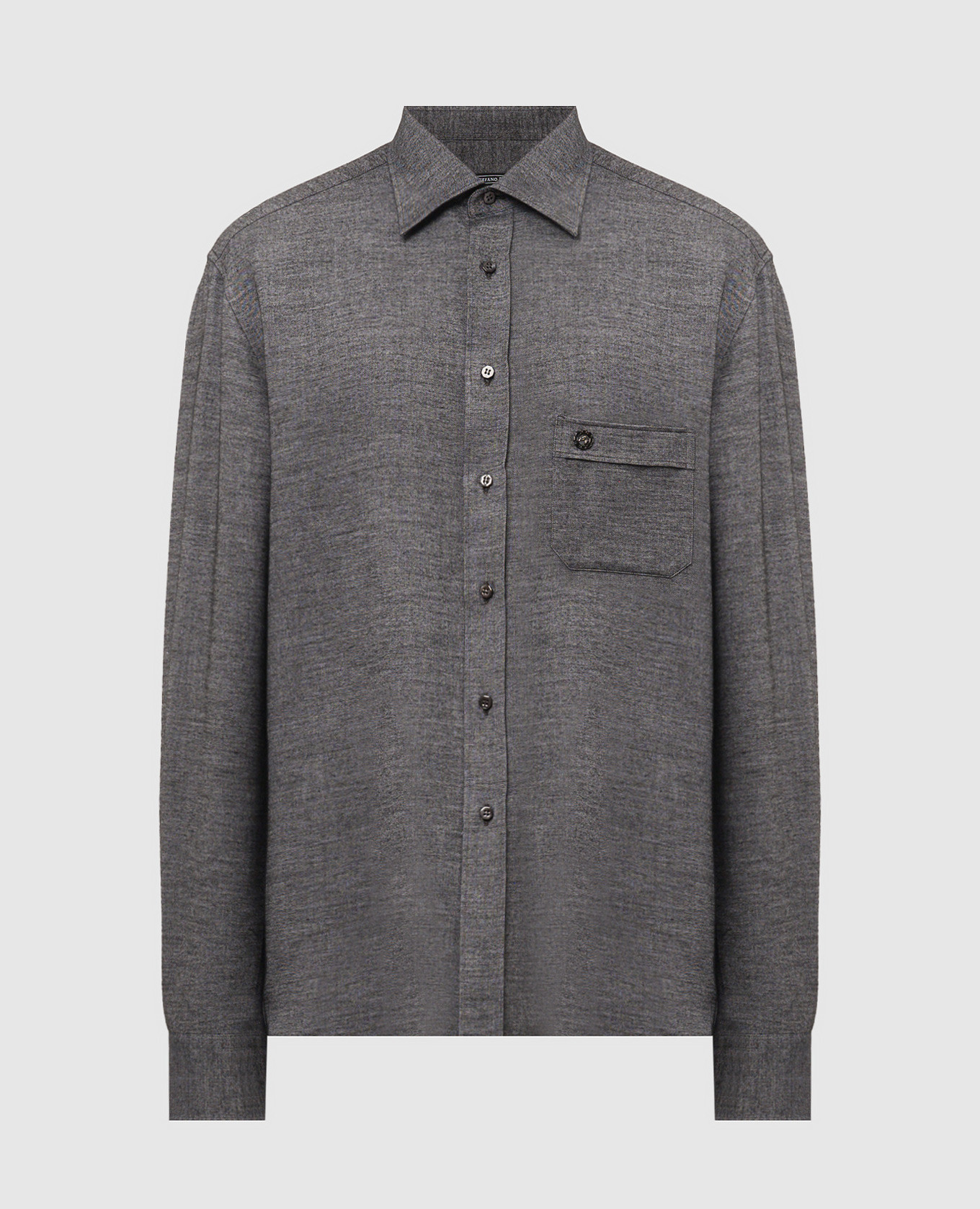Gray cashmere shirt with metallic eagle head print stefano ricci
