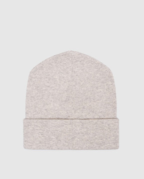 Brunello Cucinelli Gray melange cashmere hat with monil chain M12163199