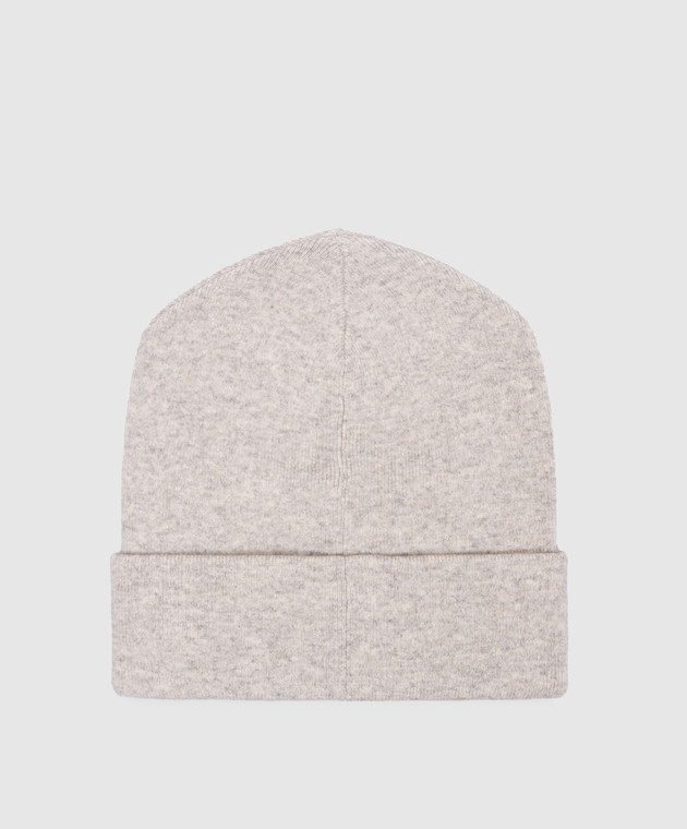 Brunello Cucinelli Gray melange cashmere hat with monil chain M12163199 image 3