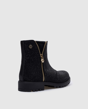 Philipp Plein Jasmin children's black suede shoes with crystals GSE00013537