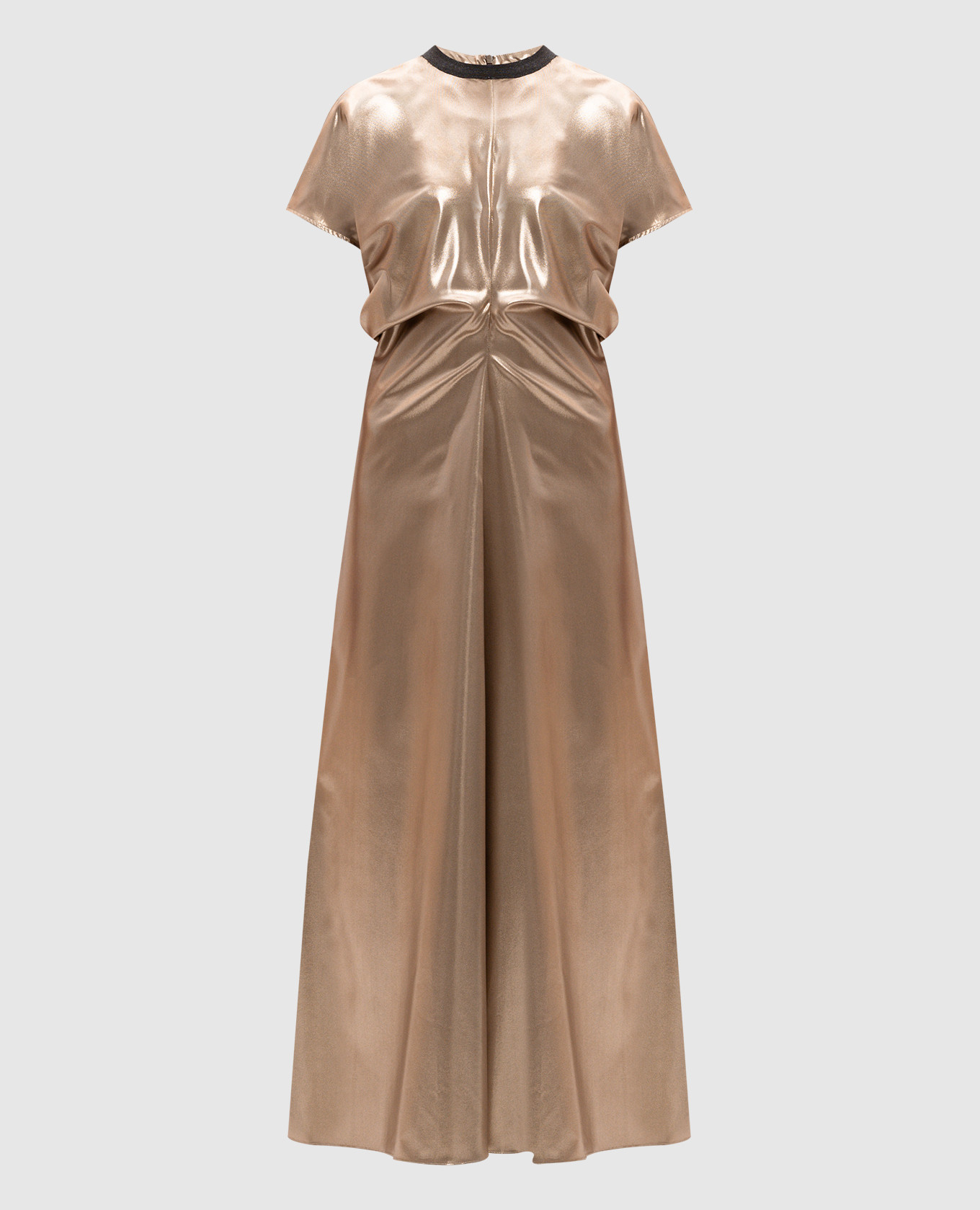 

Golden silk lamé dress with monil chain Brunello Cucinelli