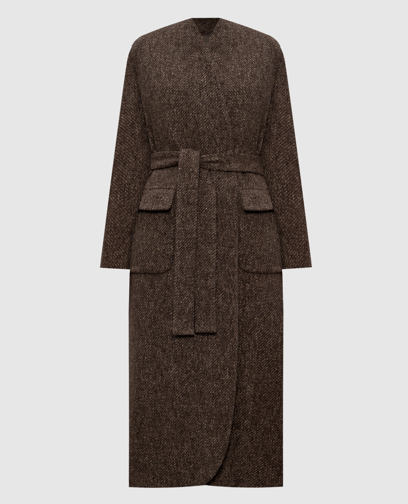 Brown double-breasted wool and cashmere coat Brunello Cucinelli