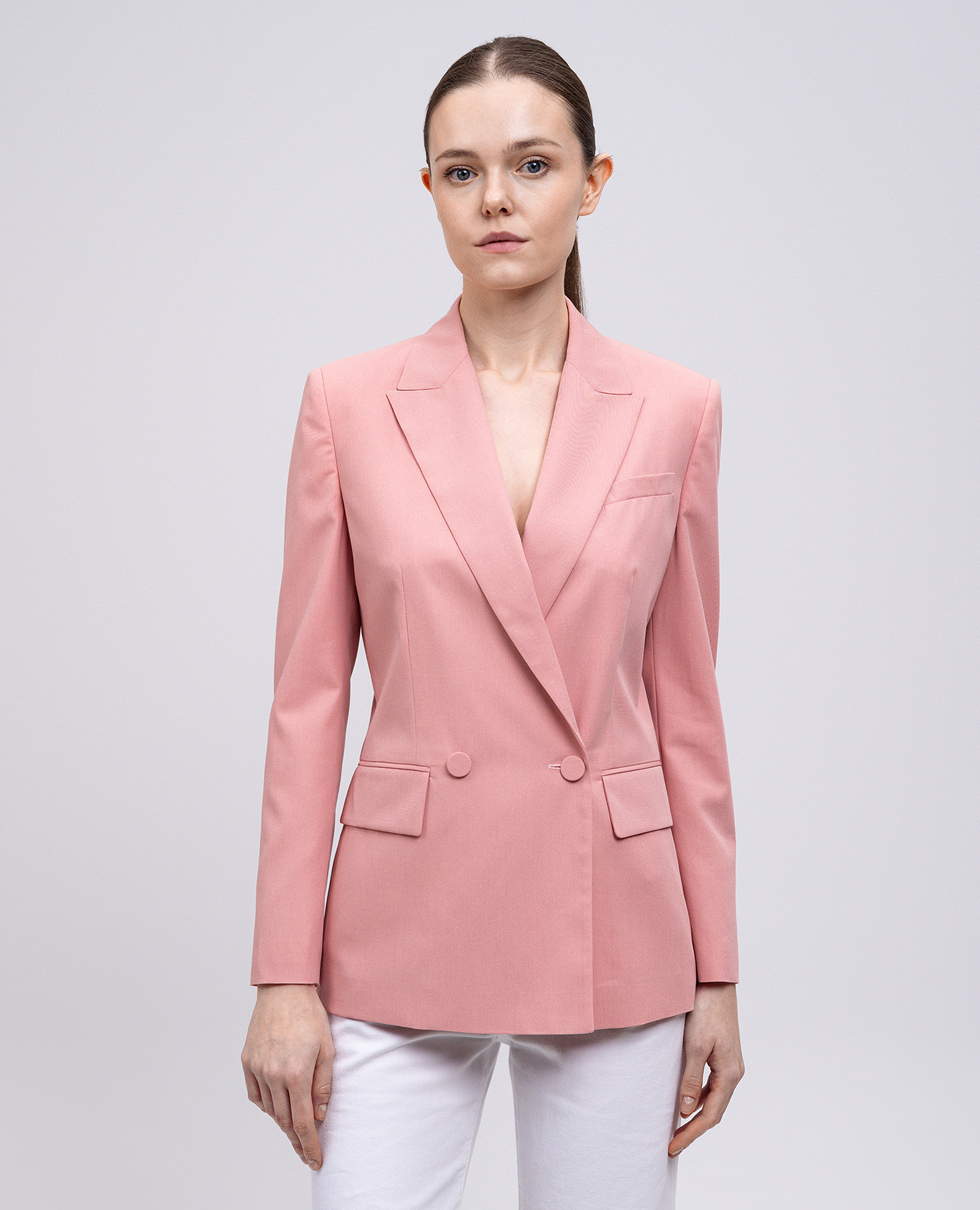 

Pink double-breasted jacket with metal logo monogram Dondup