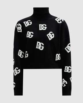 Dolce&Gabbana Black cropped DG wool sweater FXW11TJCVYX