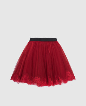 Dolce&Gabbana Children's red skirt with lace and logo L55I43HLMT6