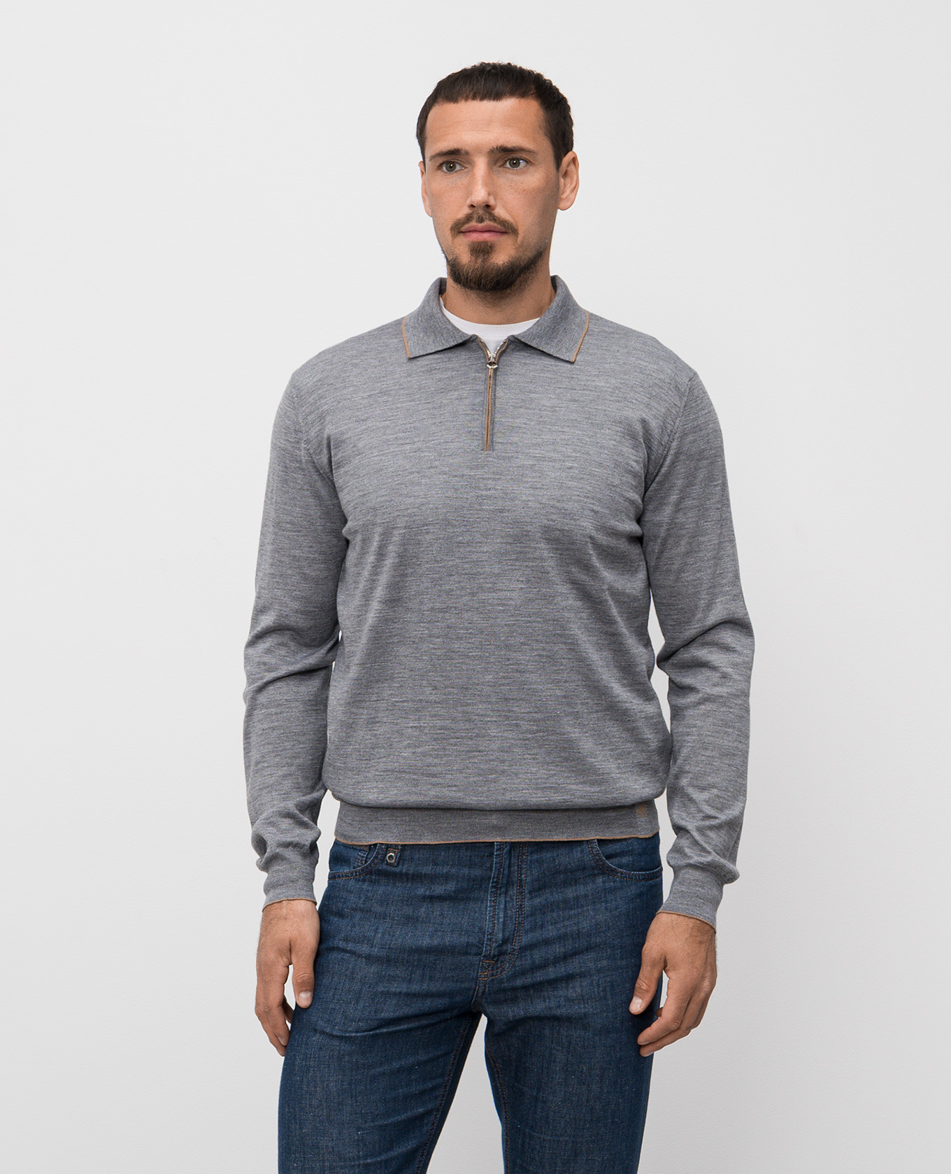 

Gray wool, silk and cashmere polo shirt Stefano Ricci, Grey