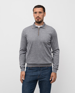Stefano Ricci Gray wool, silk and cashmere polo shirt KE08004P30E25374