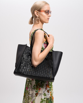 Gianni Chiarini Marcella black leather bag with an openwork pattern BS11730AGADIR
