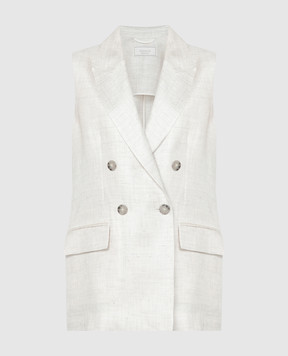Peserico Beige double-breasted waistcoat with linen S0310405425