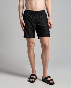 Dolce&Gabbana Black swim shorts with logo patch M4E45TONO06