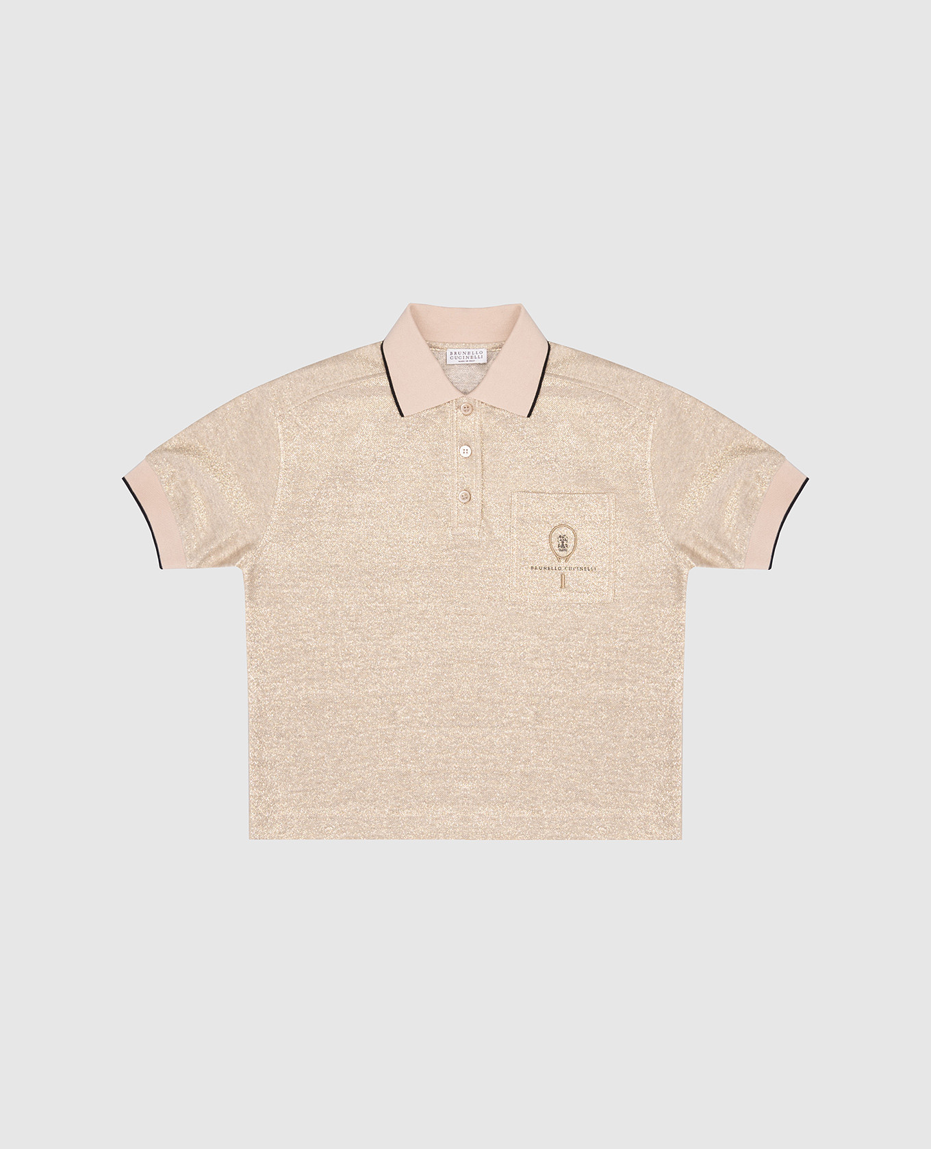 Children's beige polo shirt with linen and lurex brunello cucinelli