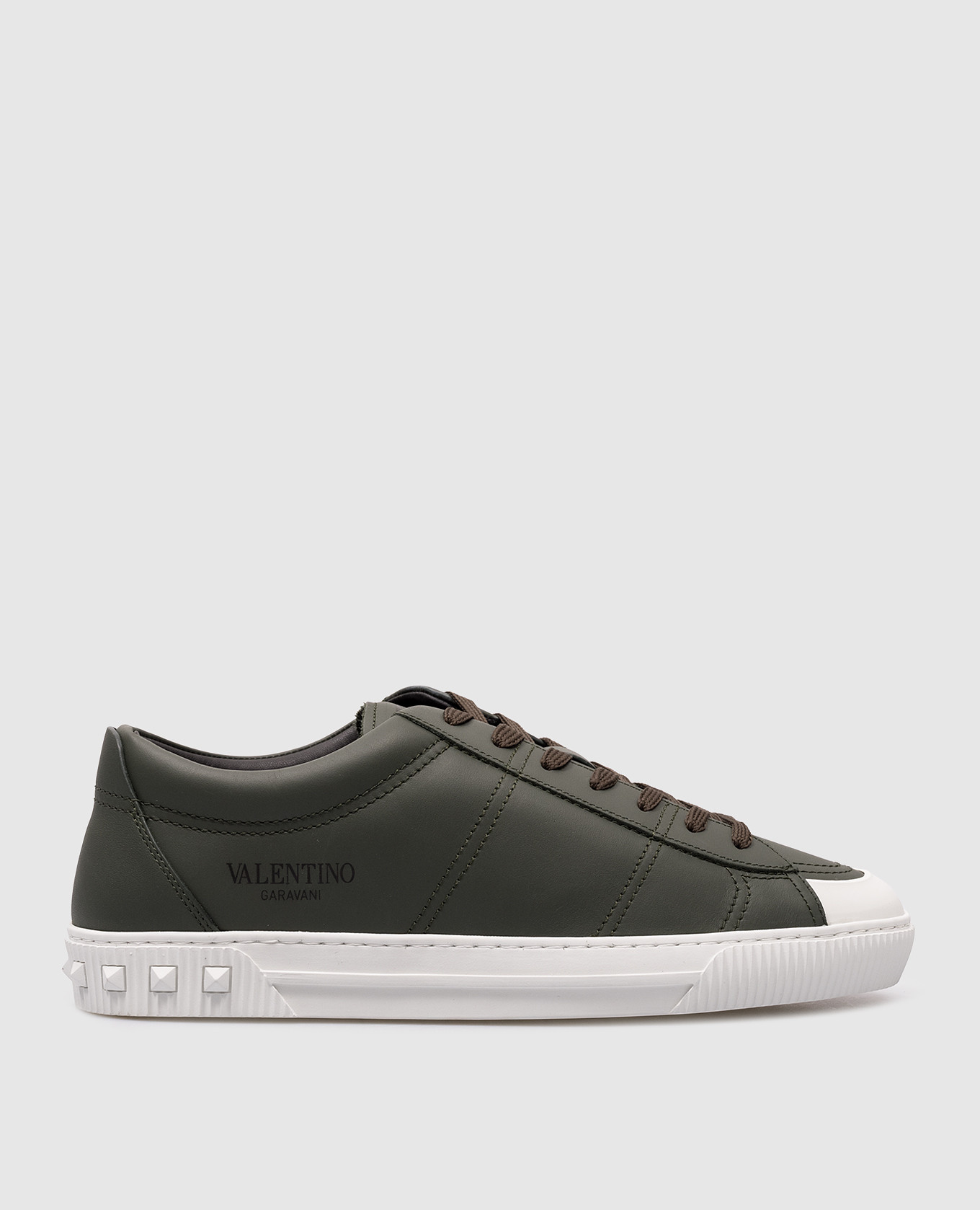 Cityplane logo green leather trainers valentino