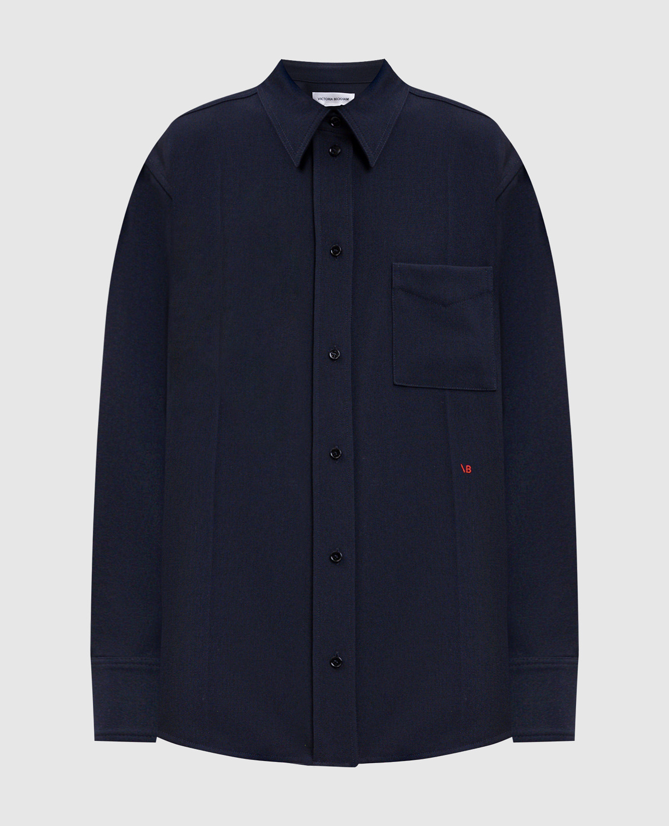 

Blue wool shirt with embroidered emblem Victoria Beckham