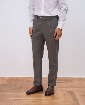 Brunello Cucinelli Khaki pants made of wool M038PE1450